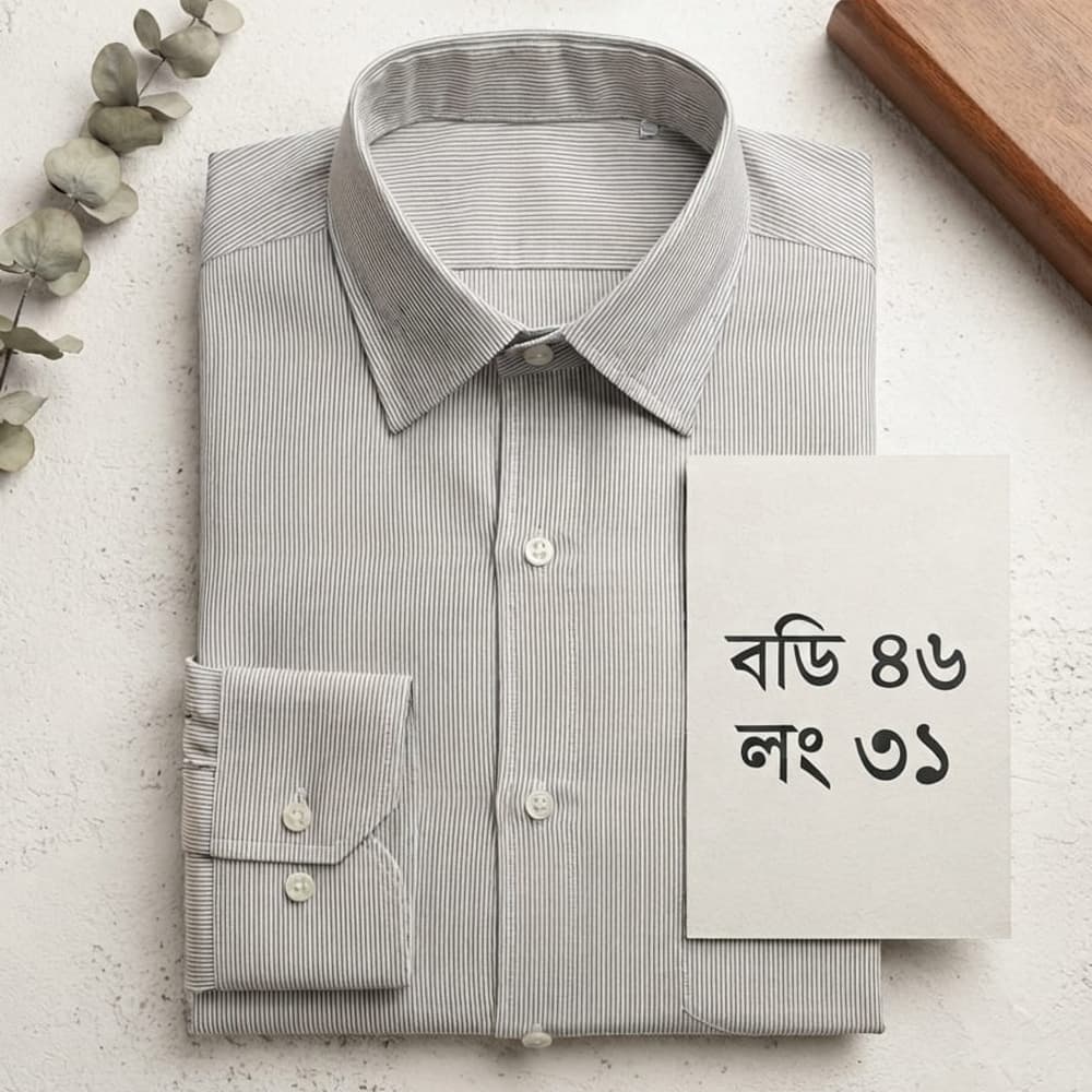 Premium Quality Grey & White Micro-Pinstripe Shirt