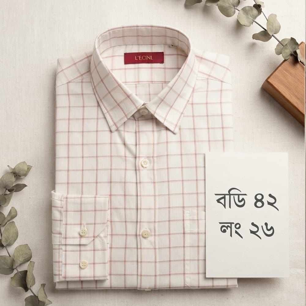 Premium Quality Off-White & Maroon Windowpane Check Shirt