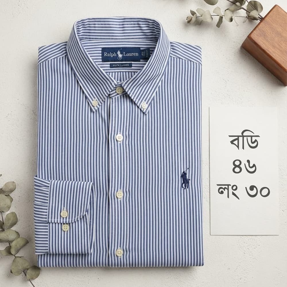 Premium Quality Blue & White Striped Shirt - Body 46cm