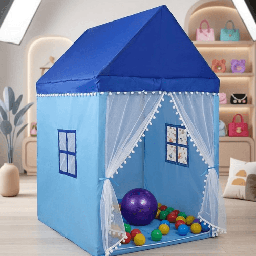 Kids Castle Play Tent House – Blue