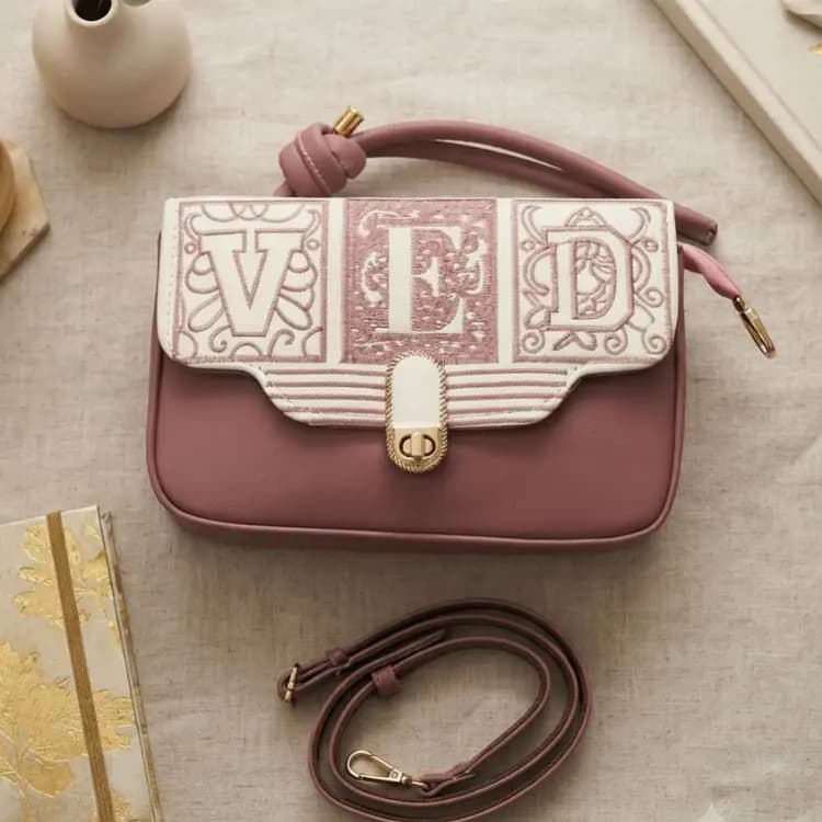 "VED" Embroidered ()Muted Dusty Pink)