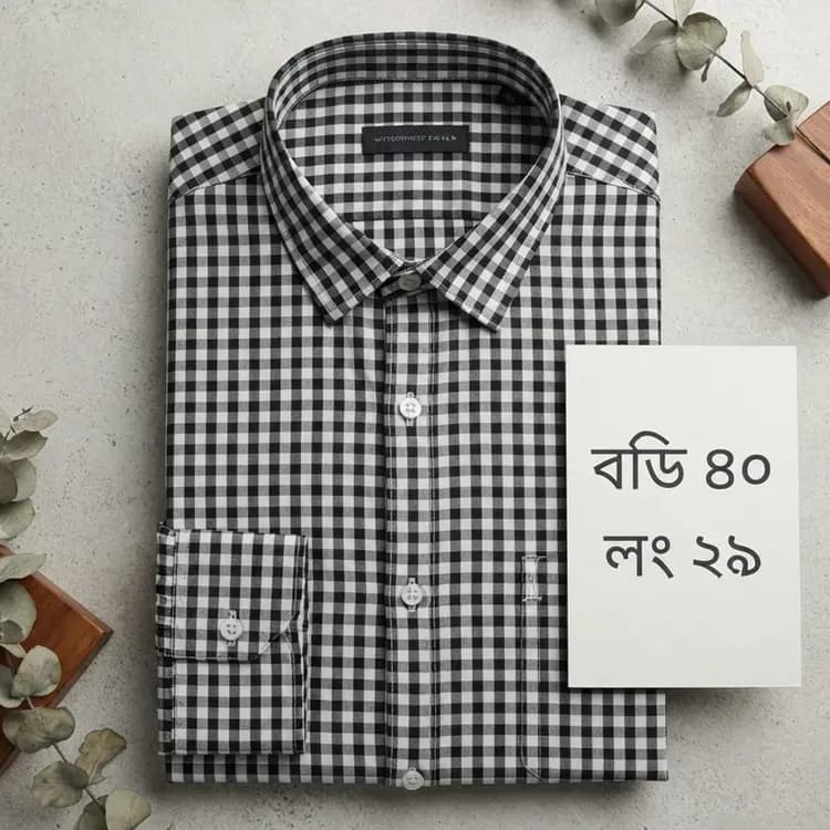 Black & White Gingham Check Shirt(Body: 40, Length: 29)