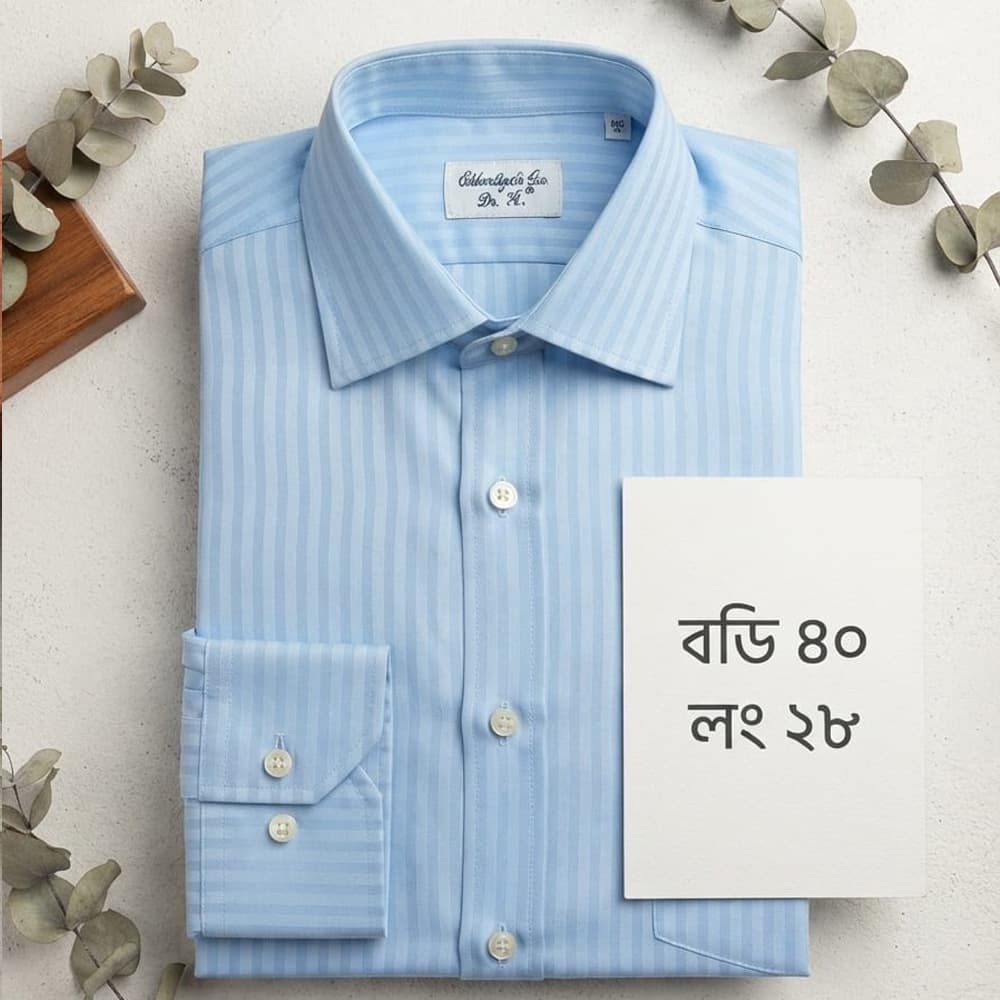 Premium Quality Light Blue Self-Stripe Shirt
