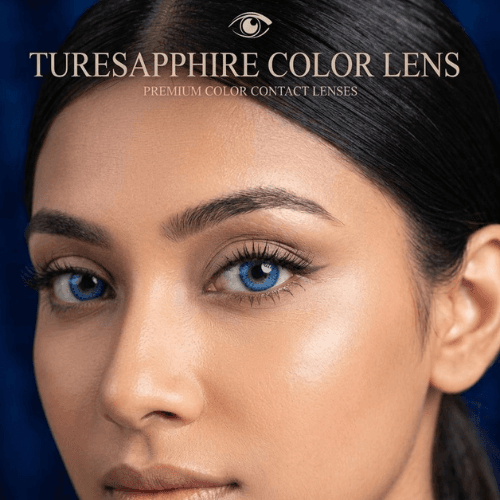 Bella True Sapphire Premium Color Contact Lenses (0.00 Plano) with Lens Care Kit & Solution