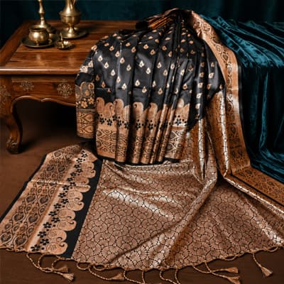 Katan Classic Black Saree