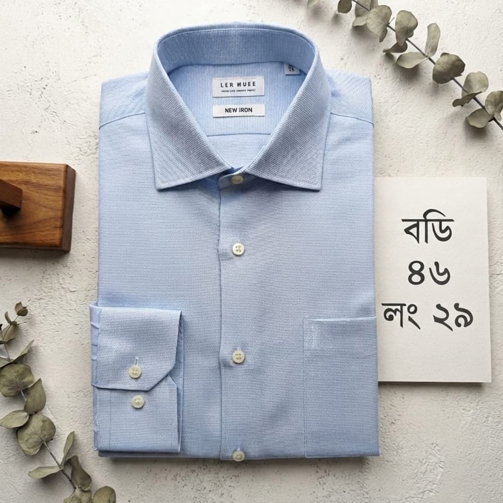 Premium Quality Light Blue Solid Shirt - Body 46cm