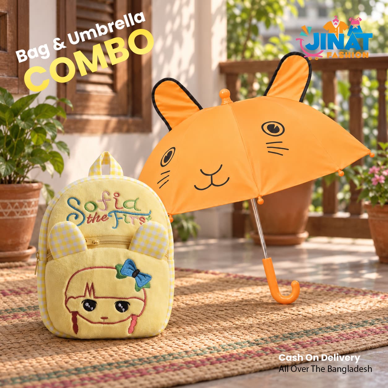 Yellow Bag & Umbrella Combo