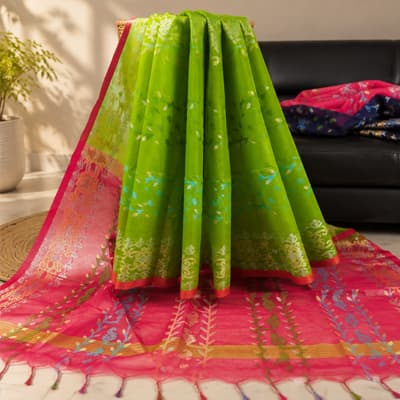 Suti Jamdani – Lemon Green