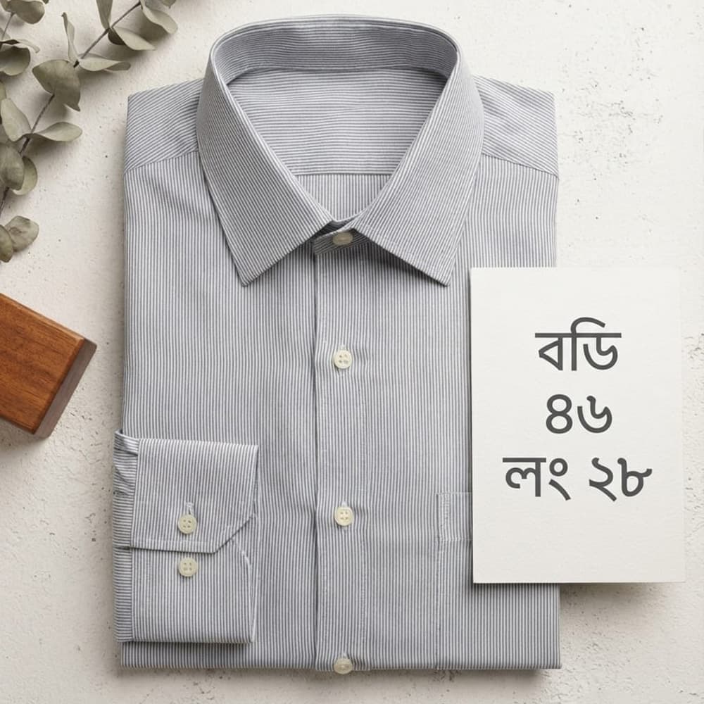 Premium Quality Grey Pinstripe Shirt - Body 46cm