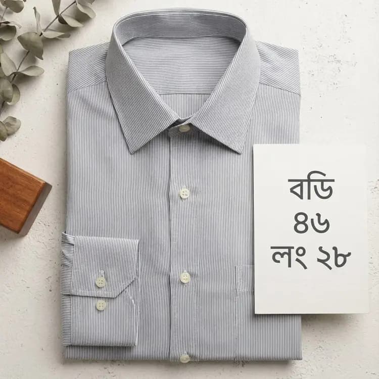 Grey Pinstripe Shirt(Body: 46, Length: 28)