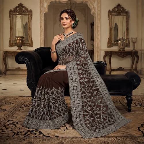Heavy Embroidered Party Wear Saree