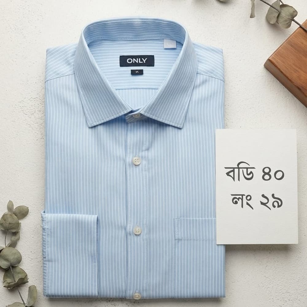Premium Quality Light Blue Striped Shirt - Body 40cm