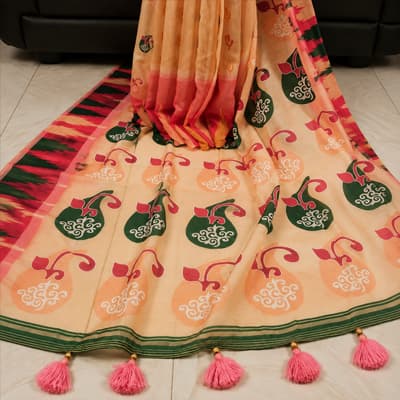 Chanderi Silk – Peach Beige