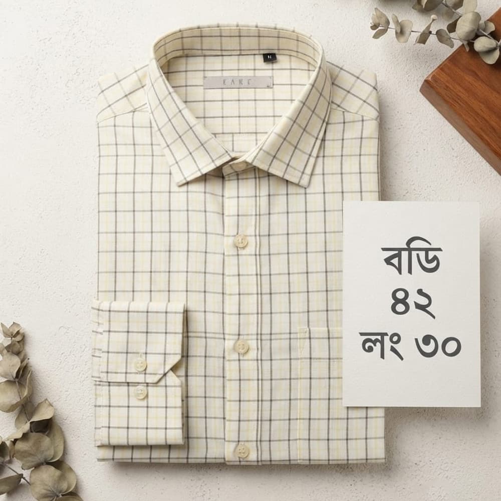 Premium Quality Light Yellow Grid Check Shirt