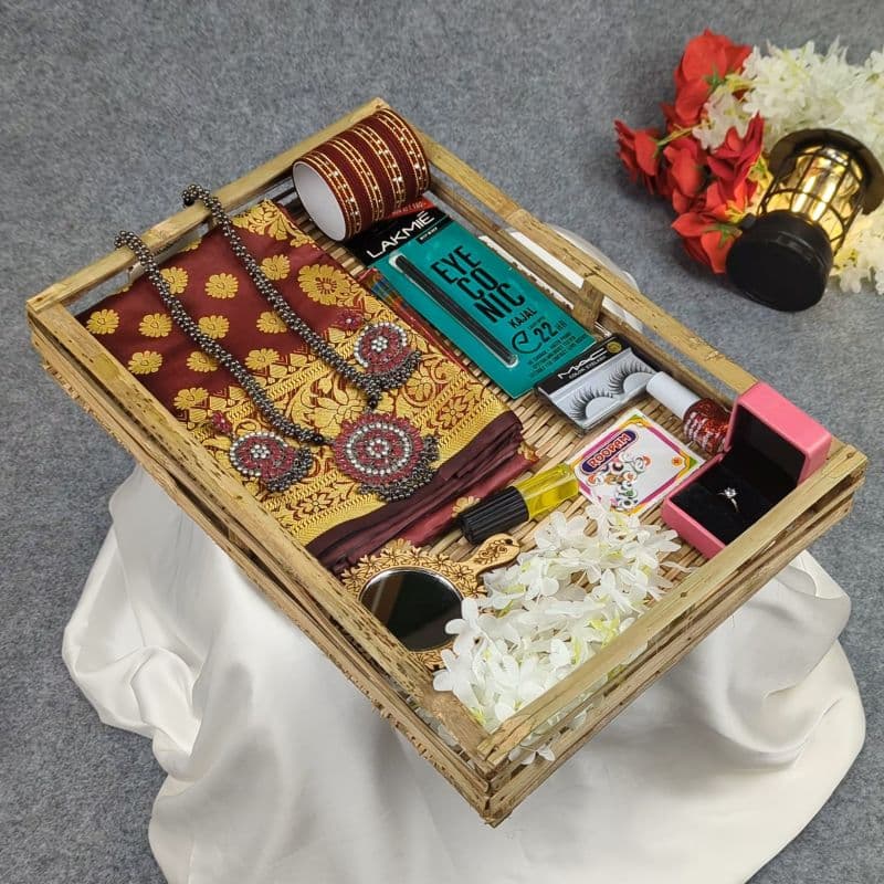Premium Silk Katan Saree Combo Set - Maroon