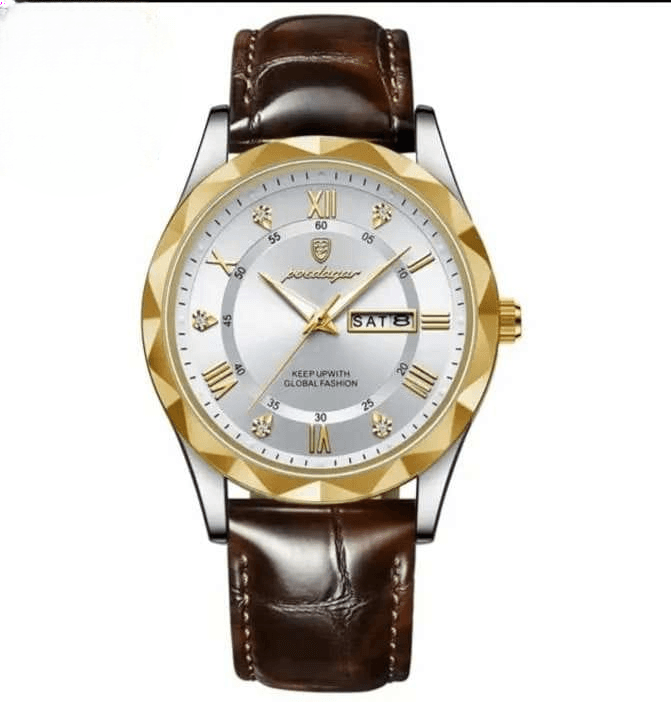 POEDAGAR 615L Men's Leather Quartz Watch