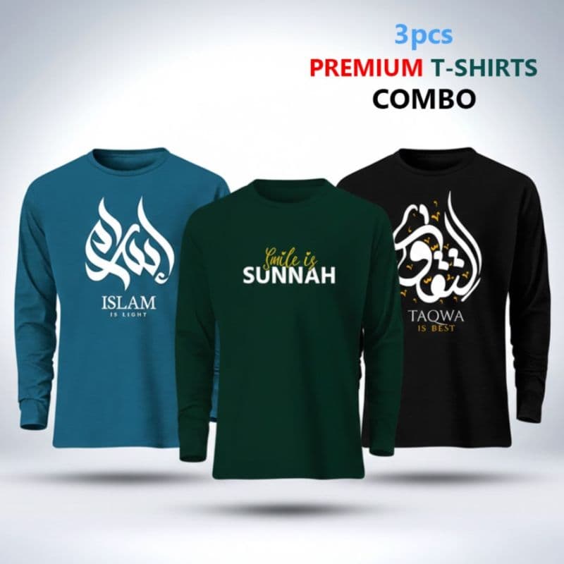 3 pcs Full Sleeve T-Shirt Combo