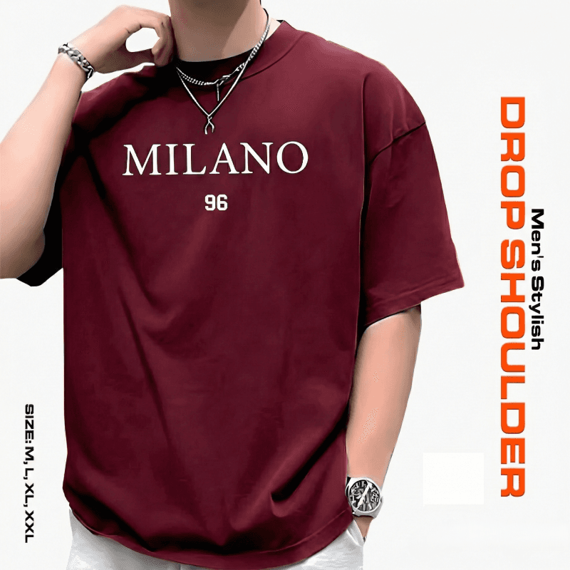 Men's Stylish Drop Shoulder- Maroon