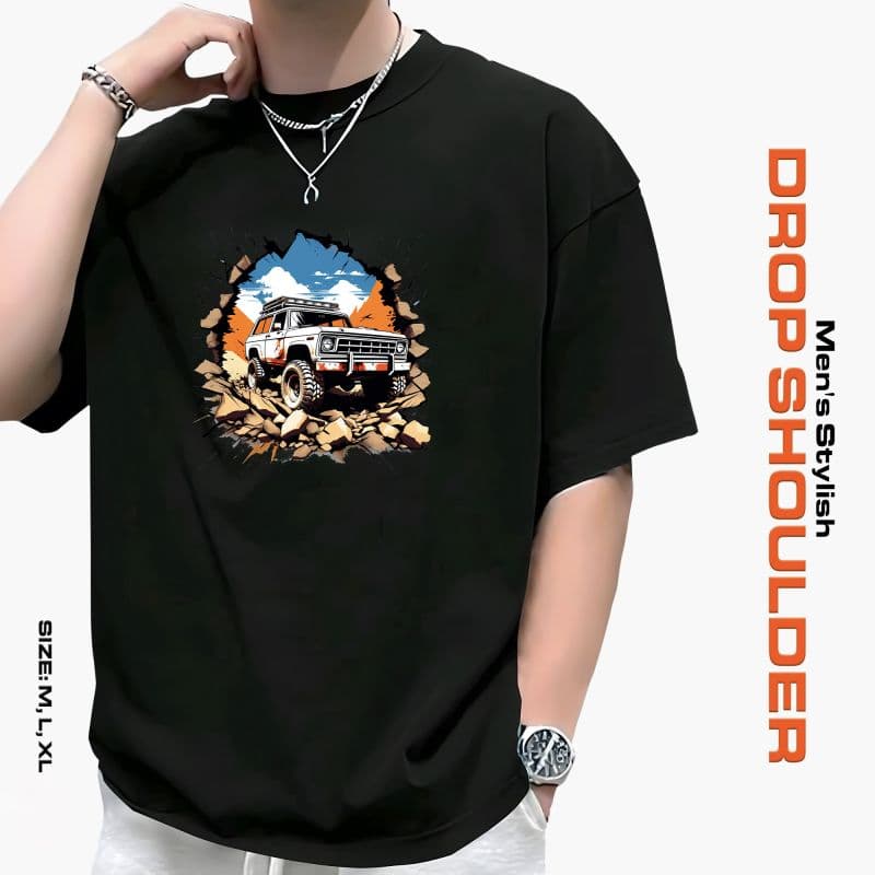 Men's Stylish Drop Shoulder- Black