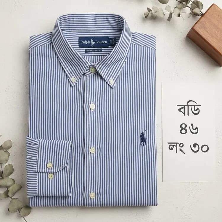 Blue & White Striped Shirt(Body: 46, Length: 30)