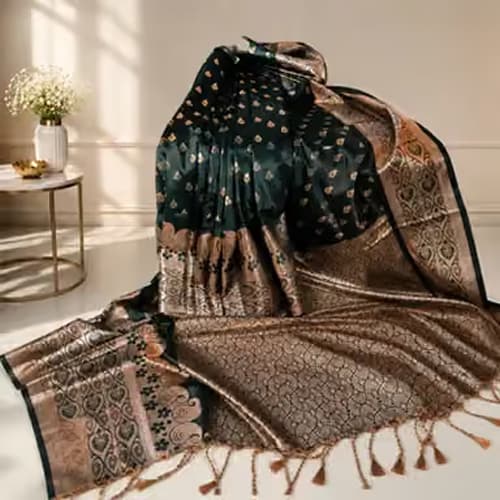 Katan Deep Teal Saree
