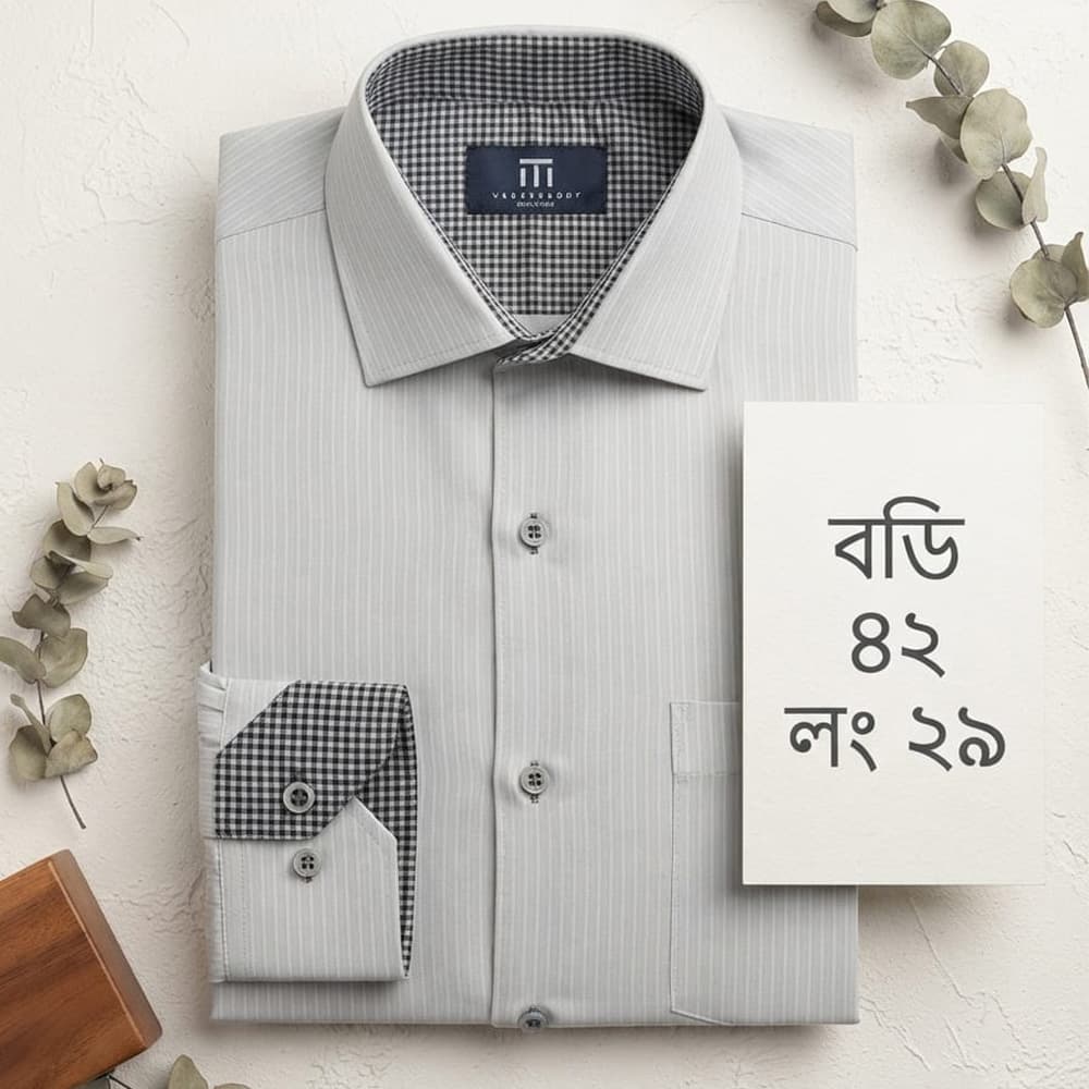 Premium Quality Light Grey Pinstripe Shirt - Body 88cm