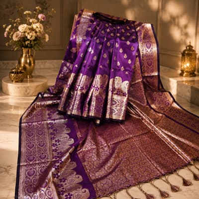 Katan Royal Purple Saree
