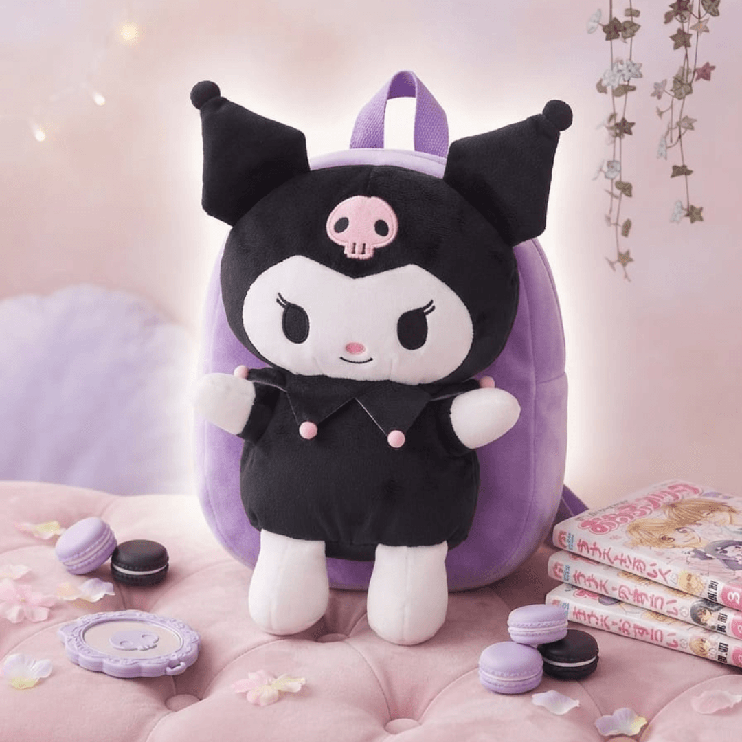3D Sanrio Kuromi Plush Toy Backpack – Black & Purple