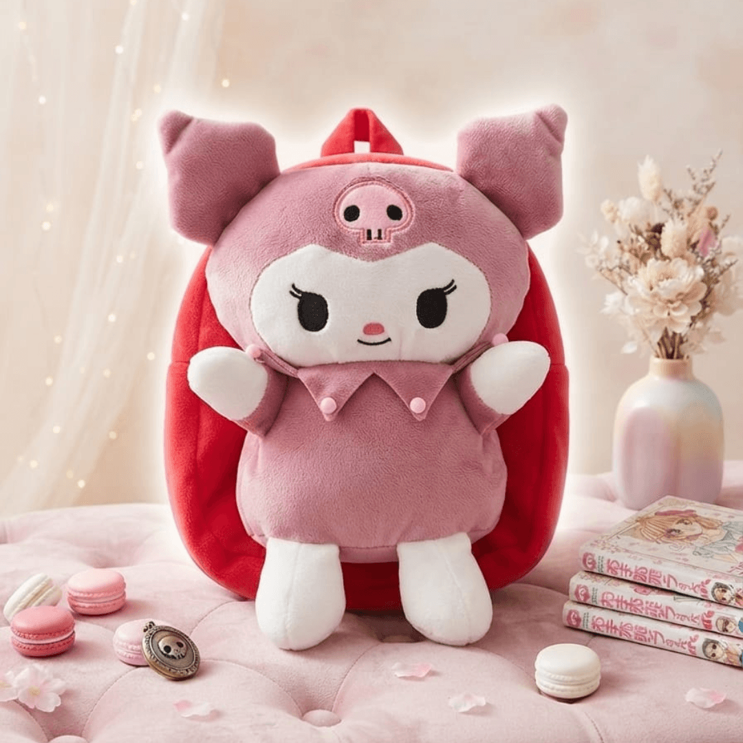 3D Sanrio Kuromi Plush Toy Backpack – Nude Red