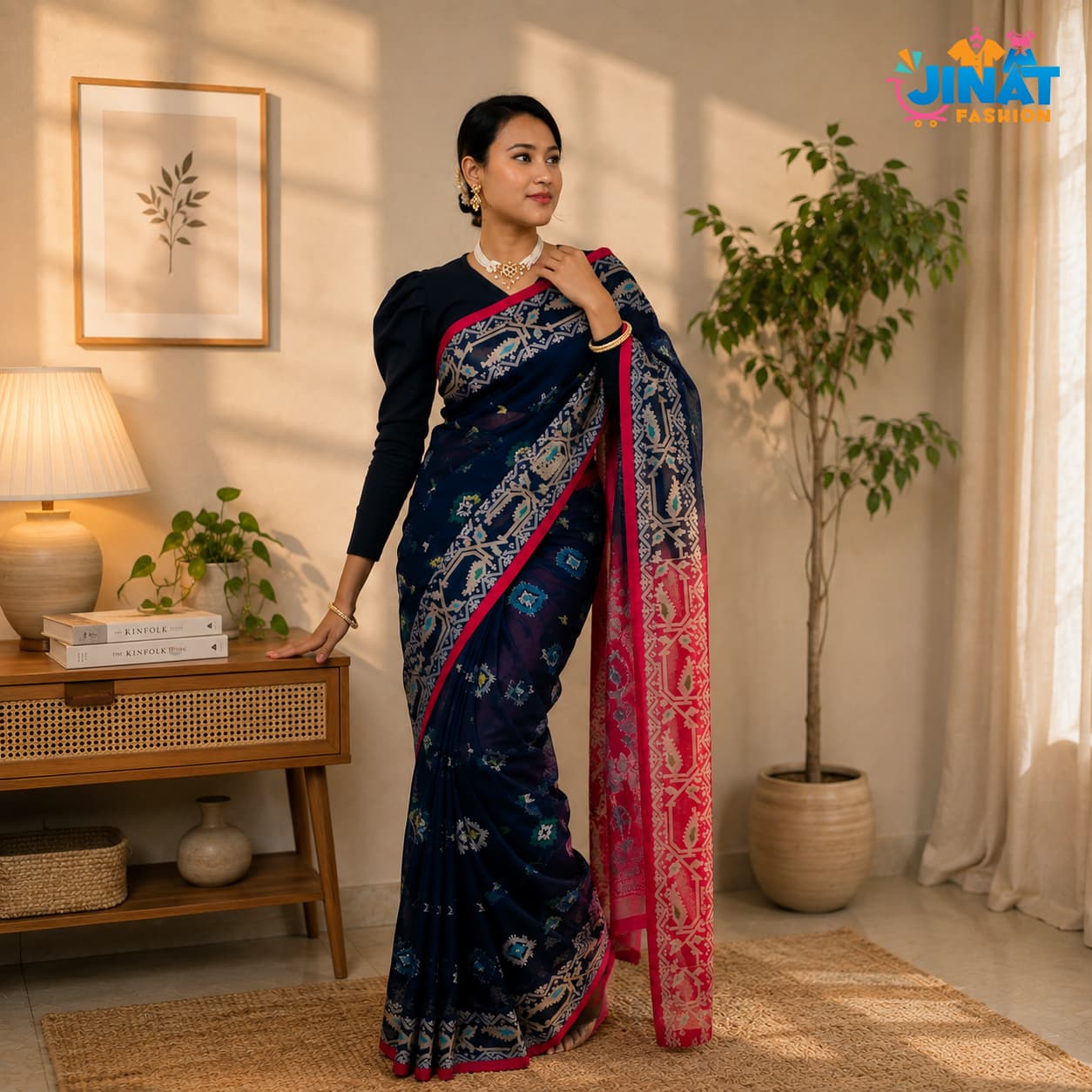 Suti Jamdani – Navy Blue