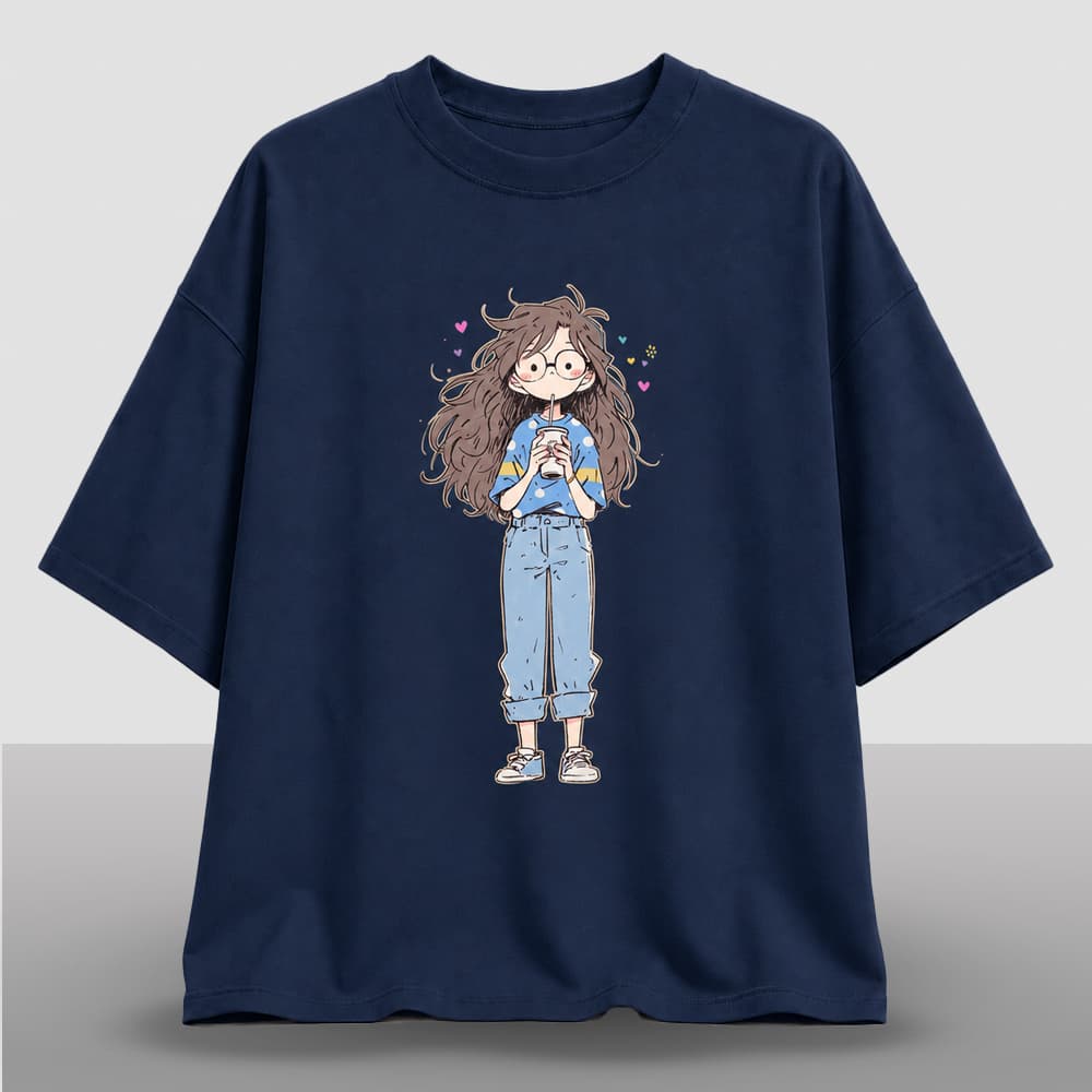 "Coffee Break" Aesthetic Drop Shoulder T-Shirt
