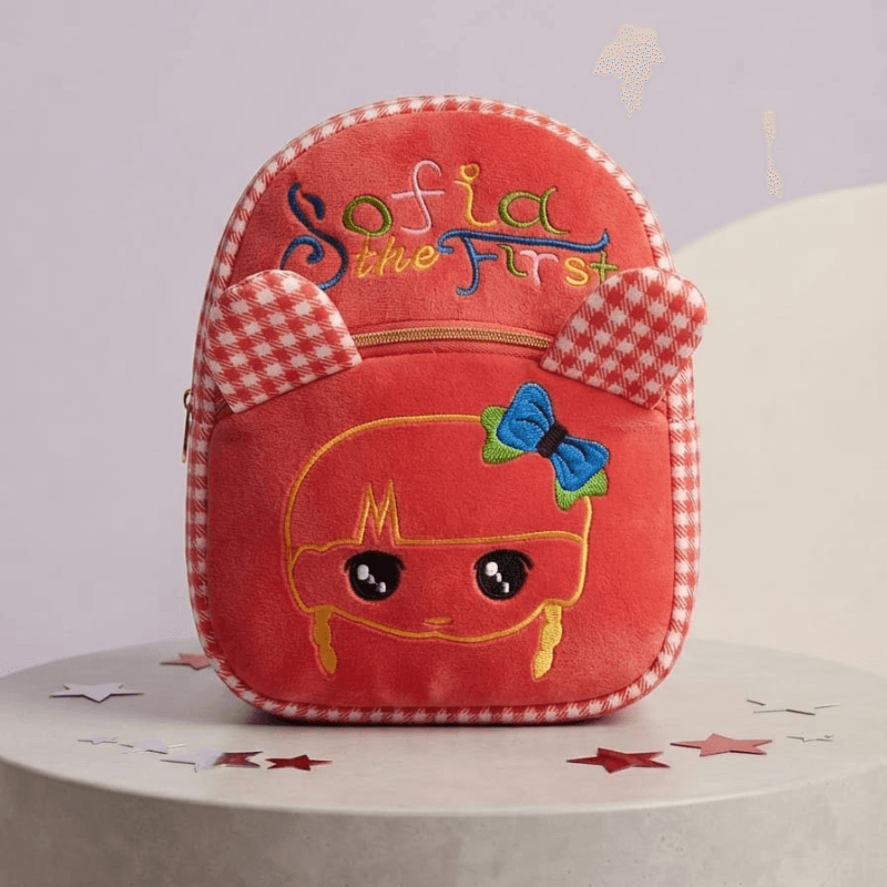 Sofia the First Cute Velvet/Plush Baby Bag - Red