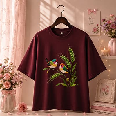 Birds & Wheat Stalk Aesthetic Print