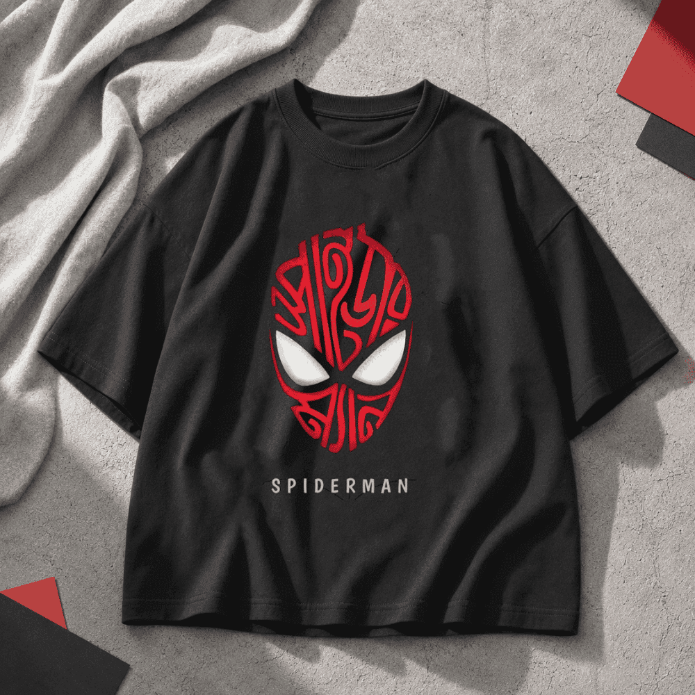 "Spider-Man Bangla Typography" Aesthetic Drop Shoulder T-Shirt
