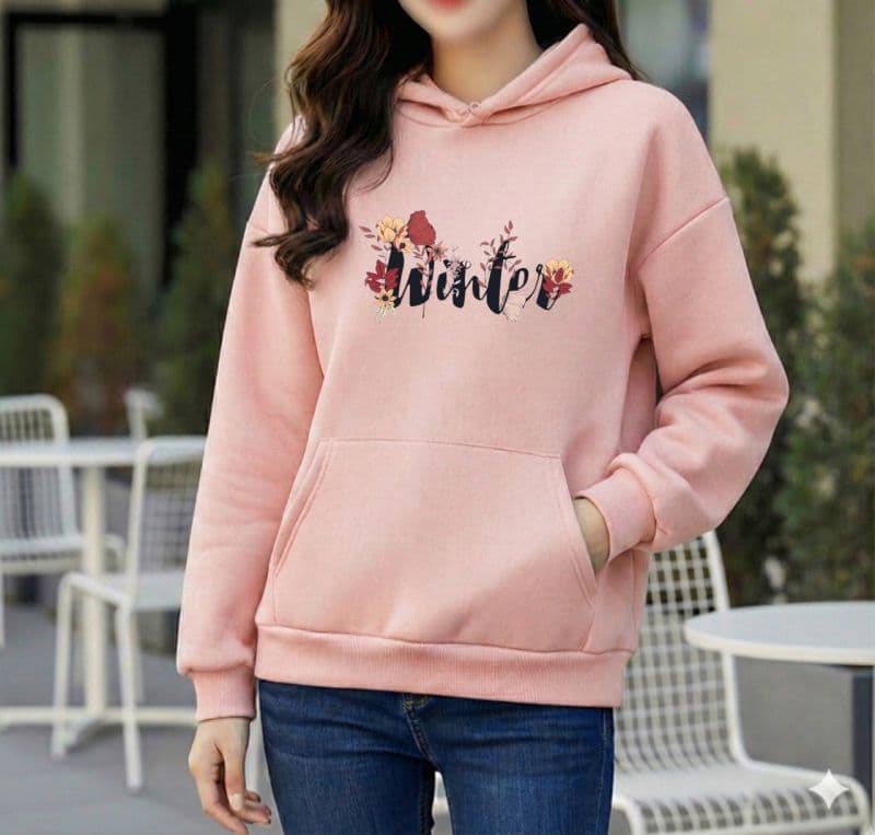 Premium Comfortable Printed Ladies Winter Hoodie