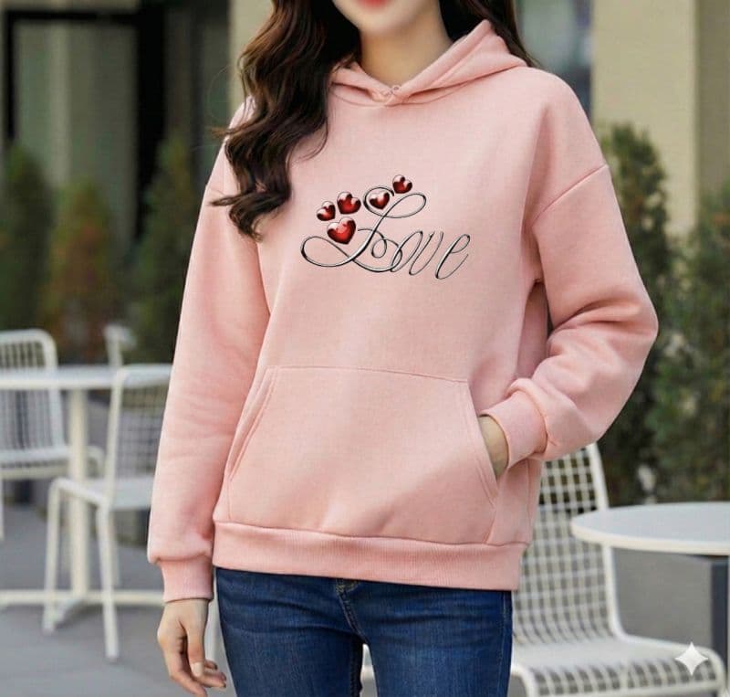 Premium Comfortable Printed Ladies Winter Hoodie