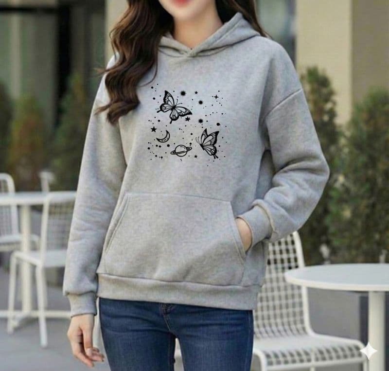Premium Comfortable Printed Ladies Winter Hoodie