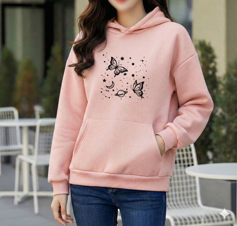 Premium Comfortable Printed Ladies Winter Hoodie